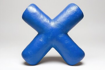 Obraz premium Sparkly Blue Three Dimensional X Shape On White Background