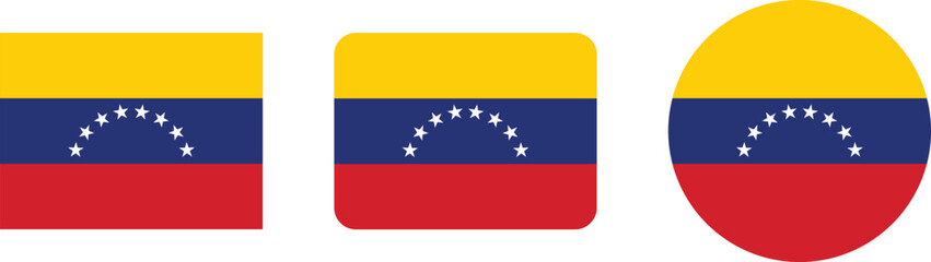 Venezuela Flag in Different Shapes: Square and Circle