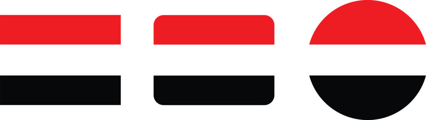 Yemen Flag Design Elements in Various Shapes