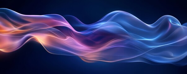 Flowing Waves of Deep Blue Elegance in Soft Light, Generative AI