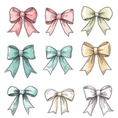 bow, ribbon, gift, vector, decoration, set, christmas, holiday, design, birthday, illustration, celebration, art, present, element, icon, red, decor, xmas, knot, gold, pattern, symbol, collection, sat