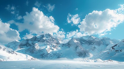 雪をかぶった山々の低角度からの眺め14