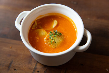 Japanese-style tomato tofu soup