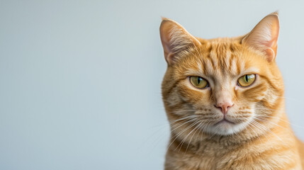 Obraz premium Ginger Cat's Gaze: A captivating close-up of a ginger cat with striking yellow-green eyes stares intently, conveying an aura of serenity.