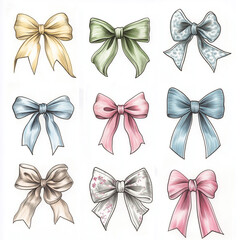 bow, ribbon, gift, vector, decoration, set, christmas, holiday, design, birthday, illustration, celebration, art, present, element, icon, red, decor, xmas, knot, gold, pattern, symbol, collection, sat