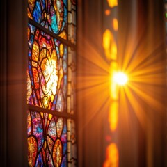 Radiant Light Through Stained Glass Window
