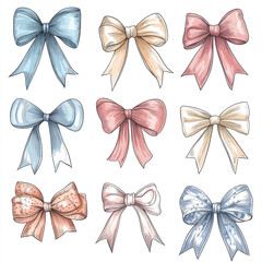 bow, ribbon, gift, vector, decoration, set, christmas, holiday, design, birthday, illustration, celebration, art, present, element, icon, red, decor, xmas, knot, gold, pattern, symbol, collection, sat