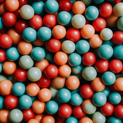 Top view of many colorful balls in ball pool at indoors playground 
