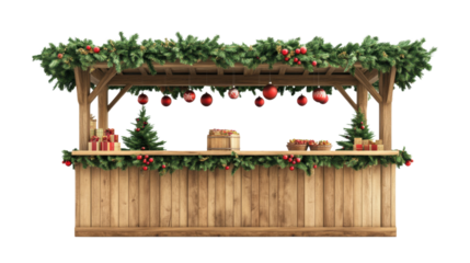 christmas tree with gifts and decorations isolated on white background