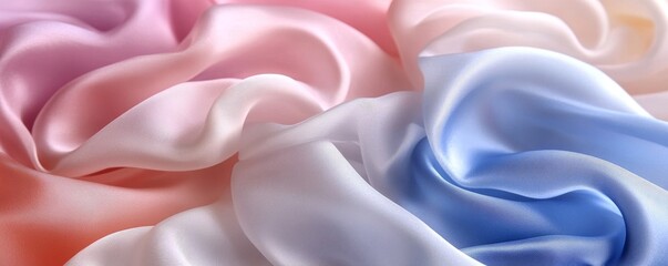 Obraz premium Flowing Silk Ribbons in Soft Hues of Tranquility, Generative AI