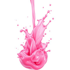 Fototapeta premium A 3D rendered image of vibrant pink liquid splashing in the air, capturing the dynamic motion and fluidity of the splash against a white background.