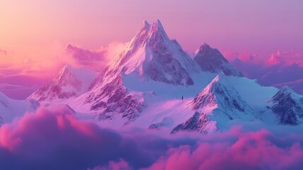 Obraz premium Vibrant Mountain Landscape with Dramatic Lighting