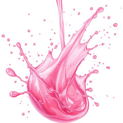 A 3D rendered image of vibrant pink liquid splashing in the air, capturing the dynamic motion and fluidity of the splash against a white background.
