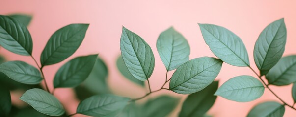 Obraz premium Green leaves on a soft background, Generative AI