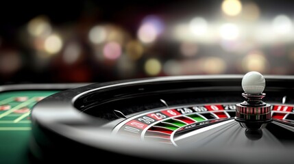 Obraz premium Casino Roulette Wheel Close Up Gambling Chance Luxury Game Red Black Numbers Ball