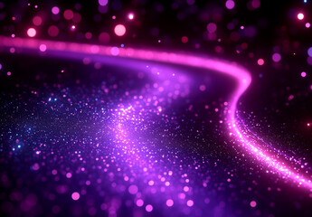 Obraz premium Abstract gradient background with glowing neon waves and dots, digital technology concept, vector illustration design. Futuristic landscape.
