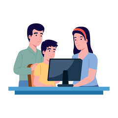 Family Business Parents and Child Working