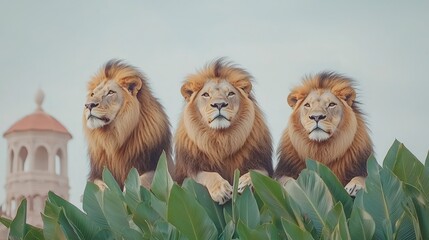 Majestic Lion Trio  Wildlife  Nature  Savanna  Pride  Africa  Jungle  Wild Animals  Kings