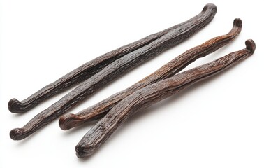 Close-up of Dried Vanilla Beans Perfect for Culinary Creations, Baking, and Natural Flavoring in Gourmet Desserts and Recipes
