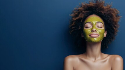 Serene Woman with Green Face Mask  Natural Skincare  Self Care  Beauty Routine
