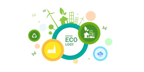 ecology concept of green life with natural environment city, tree, renewable energy sustainability, recycling economy, concept