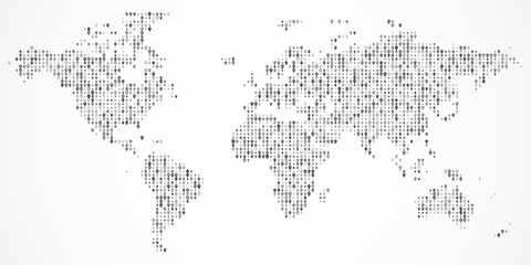 Fototapeta premium A well defined dotted map of the world showcasing a unique perspective on global travel location