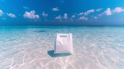 Fototapeta premium Plastic Bag Pollution Ocean Waste Environmental Crisis Beach Cleanup