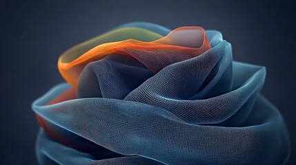 Abstract Blue Fabric Design Elegant Texture Fluid Forms Vibrant Hues