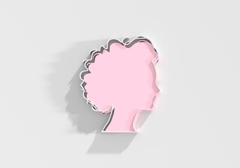 Young woman face side view icon. Elegant silhouette of a female head. Avatar profile sign. 3D render