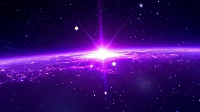 Background Space Trip Across a Violet Galaxy in a Starry Sky Animation