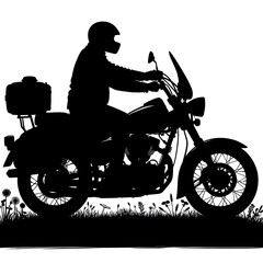 Fototapeta premium Silhouette of a man riding motorcycle