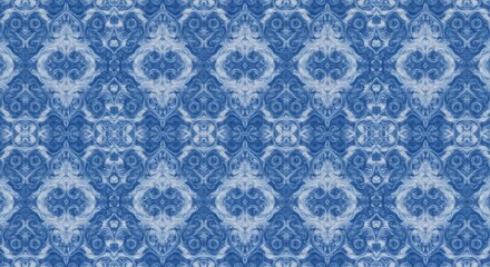 Serene Blue Ikat Pattern Seamlessly Repeats. AI Generated