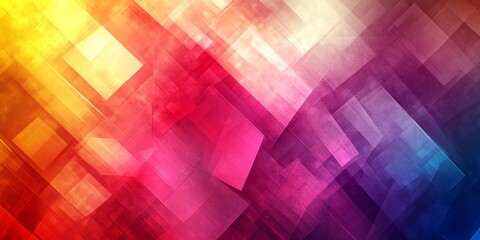 Abstract background with overlapping colorful squares and diagonal lines