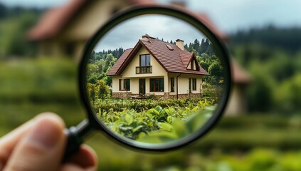 Detailed Examination of a House Through a Magnifying Glass