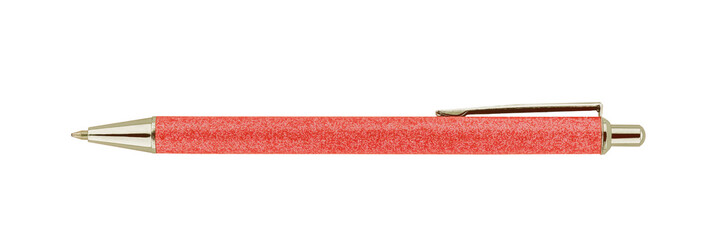 Cutout of an isolated pink luxury ballpoint pen with the transparent png background