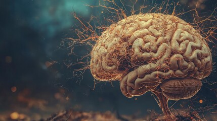 Obraz premium Human Brain Neurological Mental Health Intricate Detail Abstract Art Concept Image