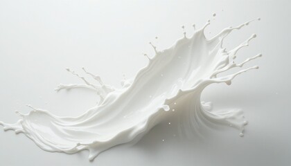 White Liquid Splashing Motion on White Background for Drinks and Recipes