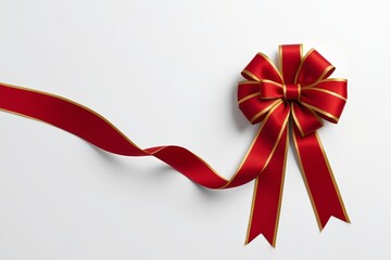 a close up of a red ribbon with a gold stripe