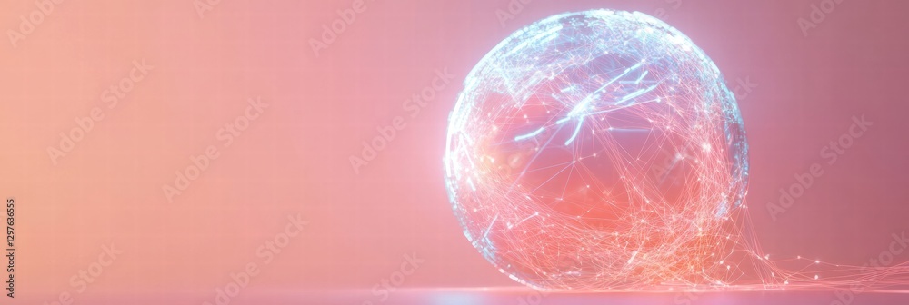 Poster Vibrant spherical representation of digital connectivity illuminated against a soft gradient background. Generative AI