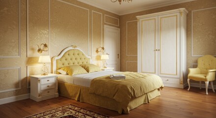 golden white Guest Room design Modern Rustic decor