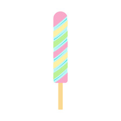 Rainbow Striped Popsicle Sweet Summer Treat Colorful frozen dessert Sticker Icon Logo Design concept