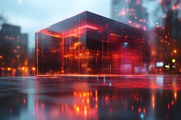 Futuristic city cube structure