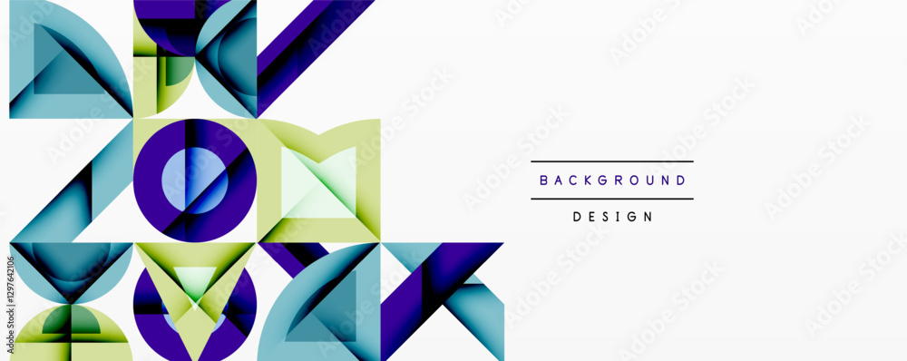 Aufkleber Minimal geometric abstract background. Circle square and triangle design