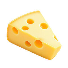A realistic wedge of Swiss cheese with signature round holes, smooth texture, and a rich yellow color. Perfect for culinary designs, dairy products, and food-related concepts.