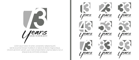 anniversary logo set. vector design grey color can be use for celebration moment