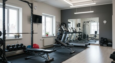 Fototapeta premium white vivid Gym design cozy Eclectic decor