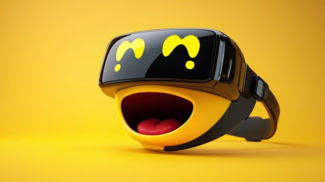Happy Emoji VR Headset, Yellow Background - Powered by Adobe
