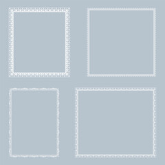 Set of decorative frames Elegant vector element for design in Eastern style, place for text. Floral gray and white borders. Lace illustration for invitations and greeting cards