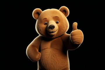 there is a brown teddy bear that is giving a thumbs up