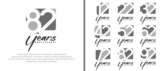 anniversary logo set. vector design grey color can be use for celebration moment